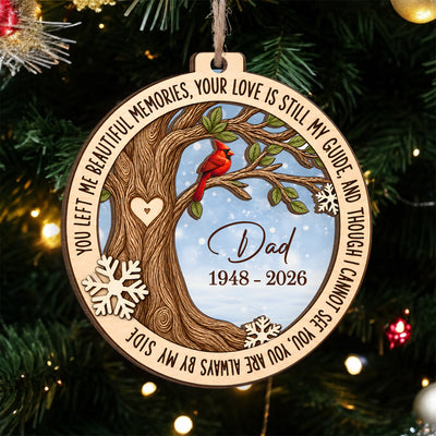 You Left Me Beautiful Memories - Personalized Wooden Ornament, In Loving Memory Christmas Ornament, Cardinal Memorial Ornament