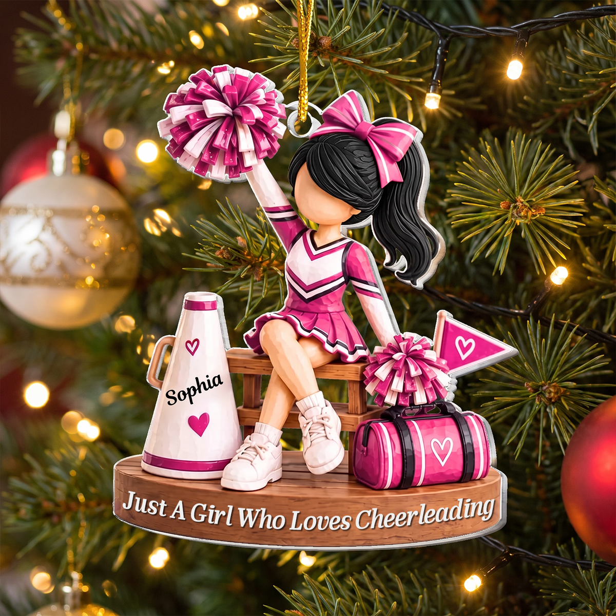 Just A Girl Who Loves Cheerleading - Personalized Acrylic Ornament, Gift For Girl, Cheerleading Ornament