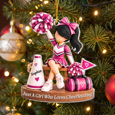 Just A Girl Who Loves Cheerleading - Personalized Acrylic Ornament, Gift For Girl, Cheerleading Ornament