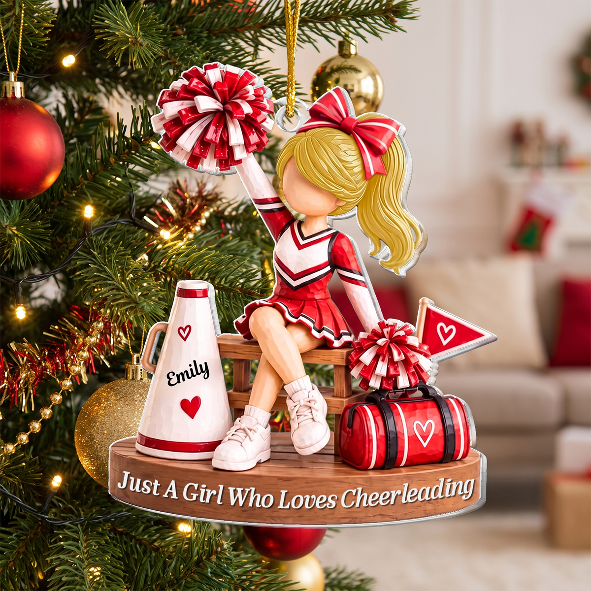 Just A Girl Who Loves Cheerleading - Personalized Acrylic Ornament, Gift For Girl, Cheerleading Ornament