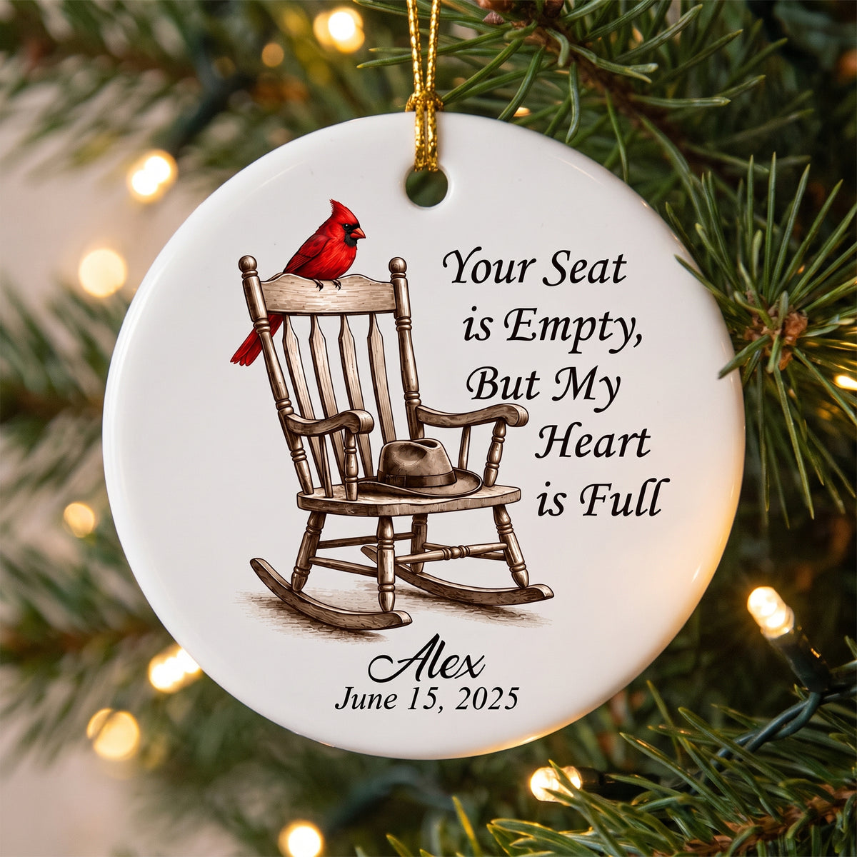 our Seat is Empty, But My Heart is Full - Personalized Ceramic Ornament, Husband/Dad/Grandpa Loss Remembrance Gift, Memorial Gift