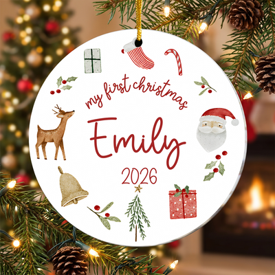 Baby's First Christmas- Personalized Acrylic Ornament, Baby First Xmas Tree Decoration, Newborn Keepsake
