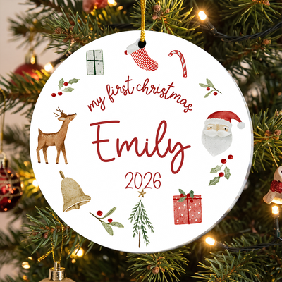 Baby's First Christmas- Personalized Acrylic Ornament, Baby First Xmas Tree Decoration, Newborn Keepsake