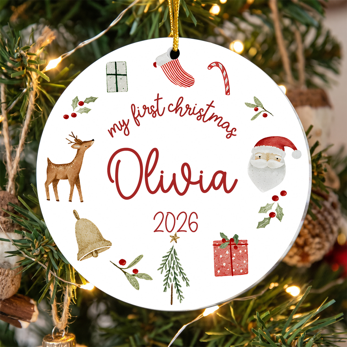 Baby's First Christmas- Personalized Acrylic Ornament, Baby First Xmas Tree Decoration, Newborn Keepsake