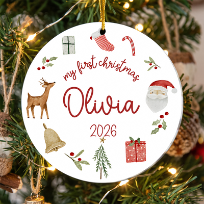 Baby's First Christmas- Personalized Acrylic Ornament, Baby First Xmas Tree Decoration, Newborn Keepsake