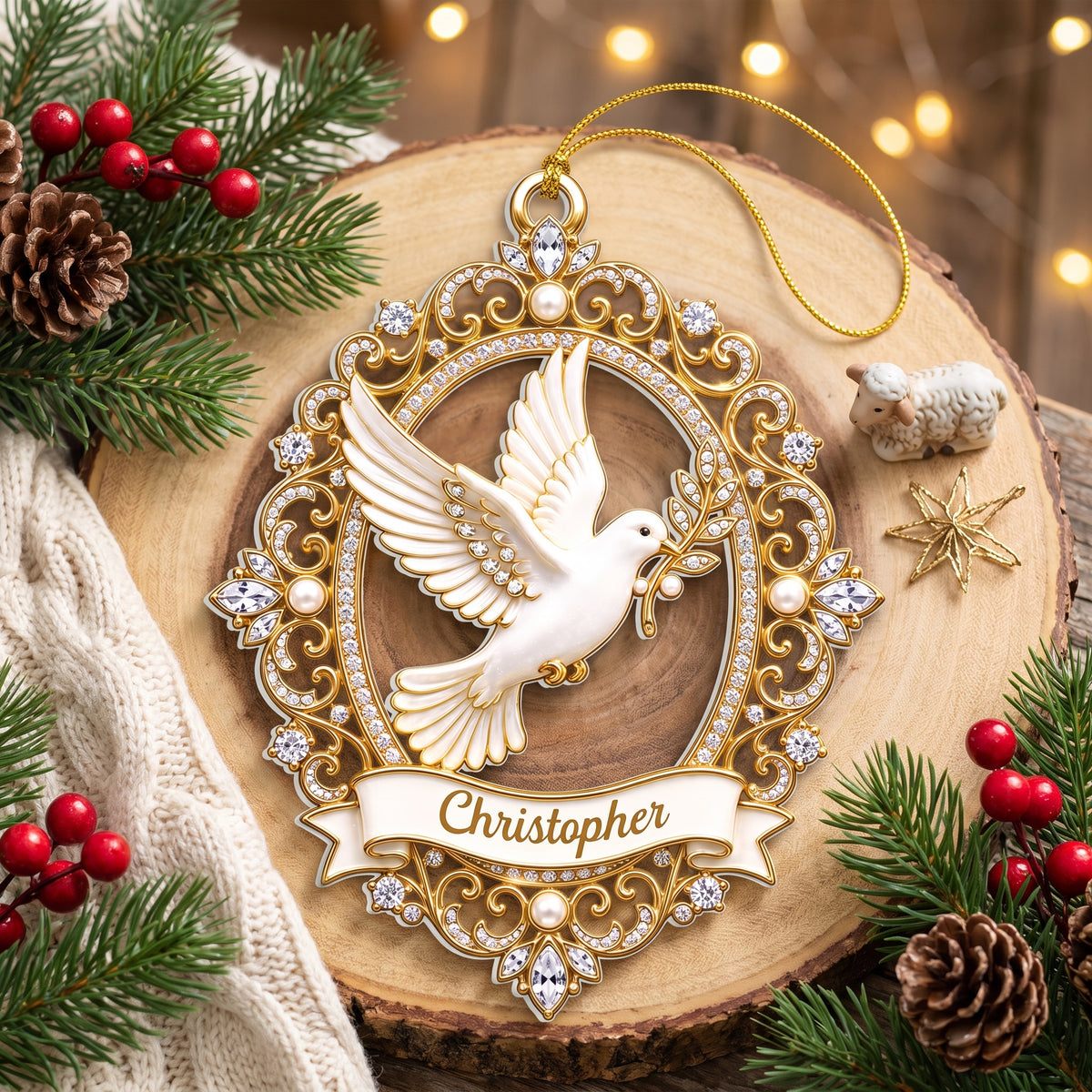 Dove of Peace - Personalized Acrylic Ornament, Faith Gift, Custom Name Christmas Ornament
