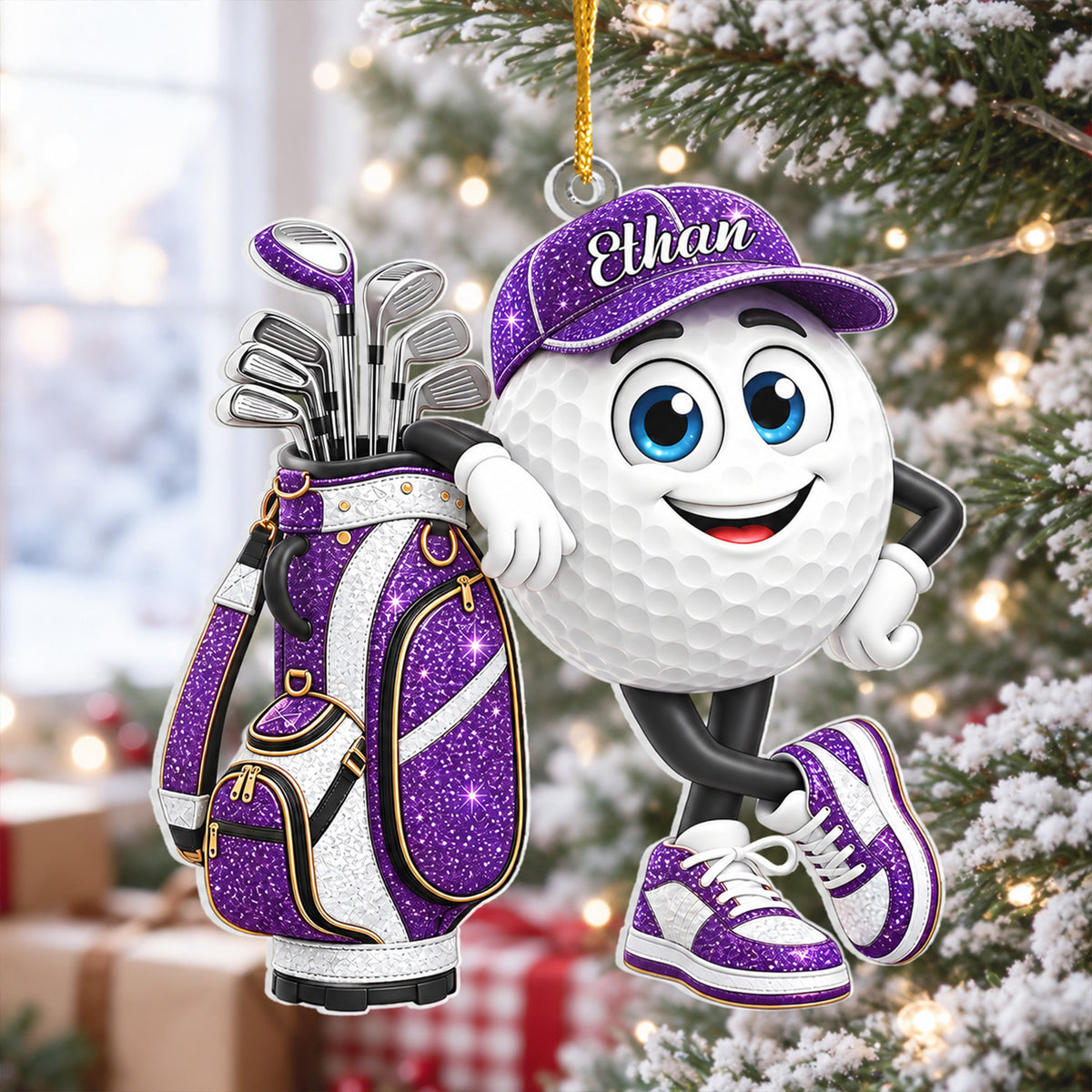 Golf Is My Therapy - Personalized Acrylic Ornament, Glitter Gift For Golf Lovers, Fun Holiday Keepsake for Golf Fans