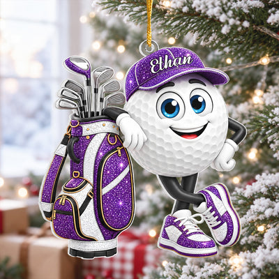 Golf Is My Therapy - Personalized Acrylic Ornament, Glitter Gift For Golf Lovers, Fun Holiday Keepsake for Golf Fans