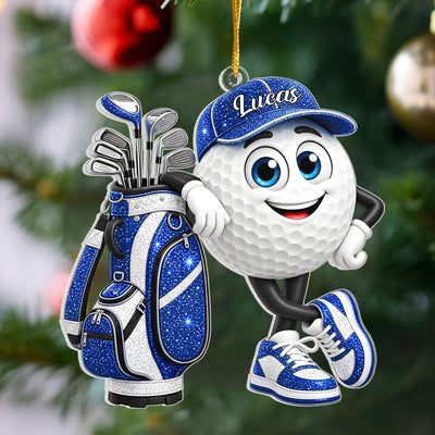 Golf Is My Therapy - Personalized Acrylic Ornament, Glitter Gift For Golf Lovers, Fun Holiday Keepsake for Golf Fans