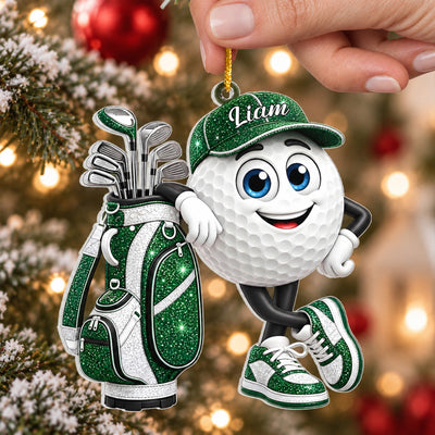 Golf Is My Therapy - Personalized Acrylic Ornament, Glitter Gift For Golf Lovers, Fun Holiday Keepsake for Golf Fans