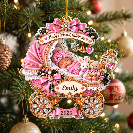 Baby’s First Christmas- Personalized Acrylic Ornament , Custom Name Acrylic Keepsake For Newborn