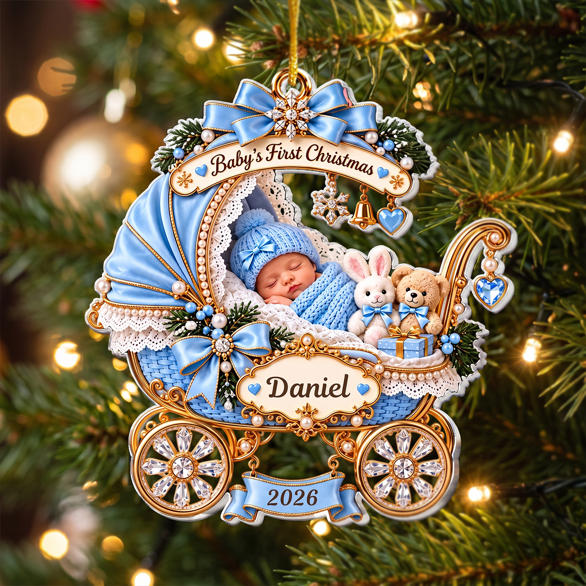 Baby’s First Christmas- Personalized Acrylic Ornament , Custom Name Acrylic Keepsake For Newborn