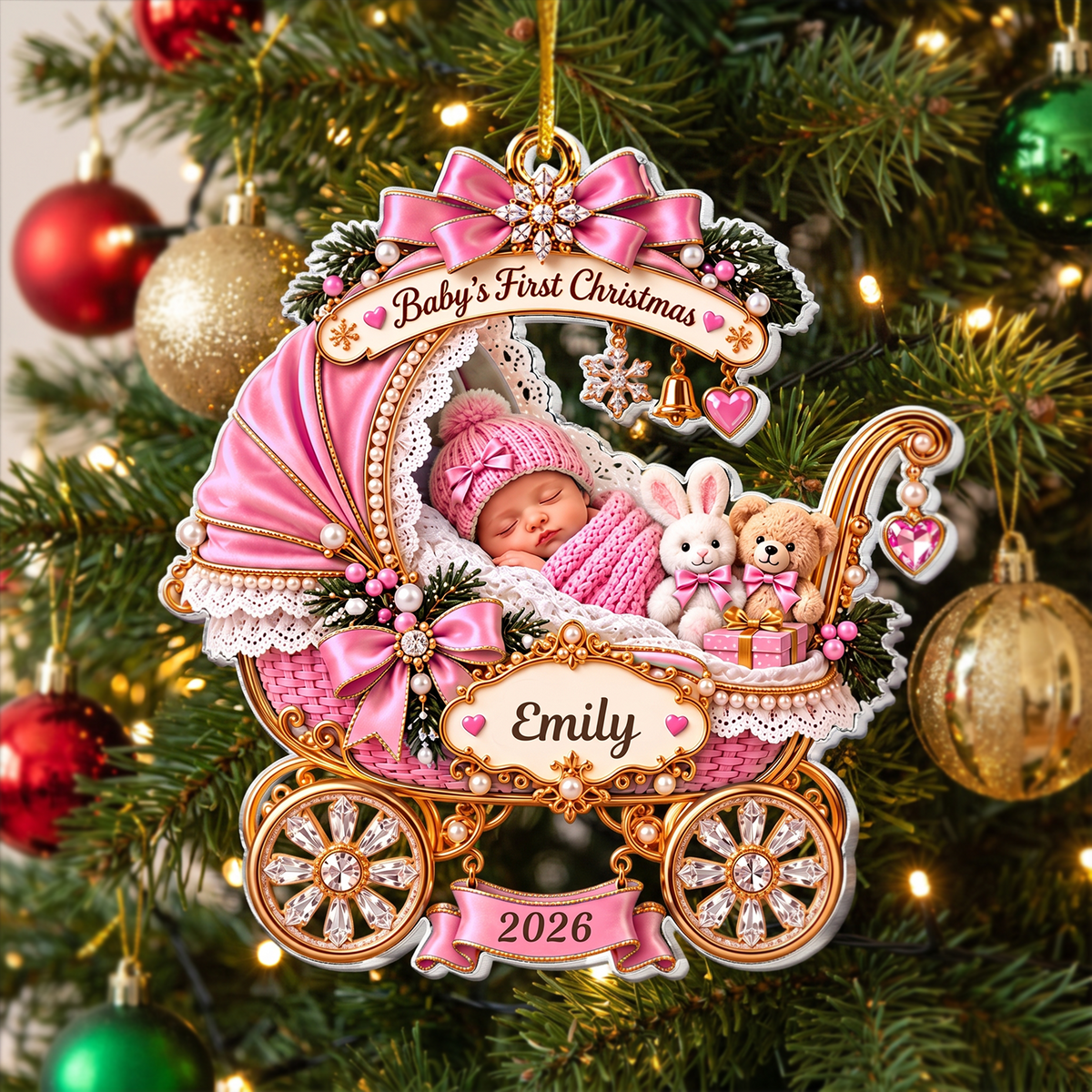 Baby’s First Christmas- Personalized Acrylic Ornament , Custom Name Acrylic Keepsake For Newborn