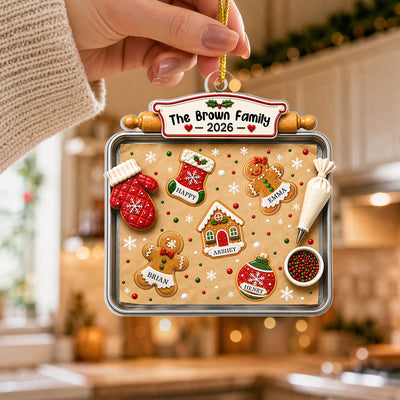 Made With Love - Personalized Ornament, Custom Family Name Ornament, Gingerbread Cookie Ornament