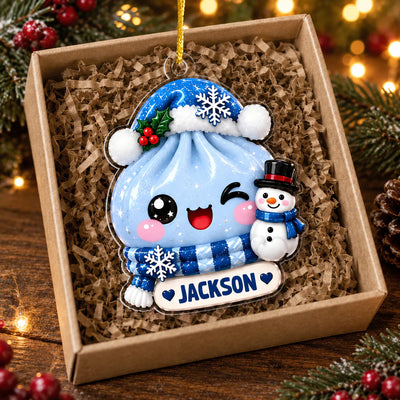 Cute Christmas Dumpling - Personalized Acrylic Ornament, Christmas Gift, Dumpling Lover Gift, Kids Christmas Gift