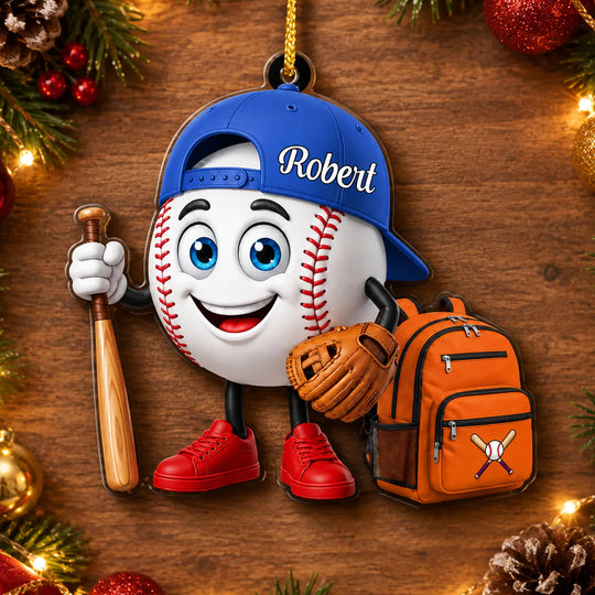 My Happy Place Is Anywhere There’s A Baseball Field - Personalized Acrylic Ornament, Gift For Baseball Lovers, Sport Lovers Gift