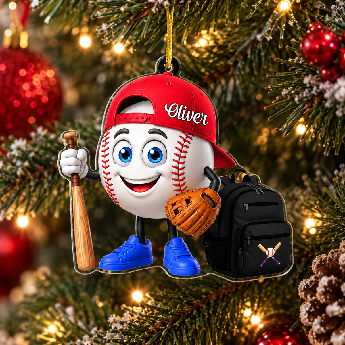 My Happy Place Is Anywhere There’s A Baseball Field - Personalized Acrylic Ornament, Gift For Baseball Lovers, Sport Lovers Gift