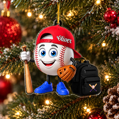 My Happy Place Is Anywhere There’s A Baseball Field - Personalized Acrylic Ornament, Gift For Baseball Lovers, Sport Lovers Gift