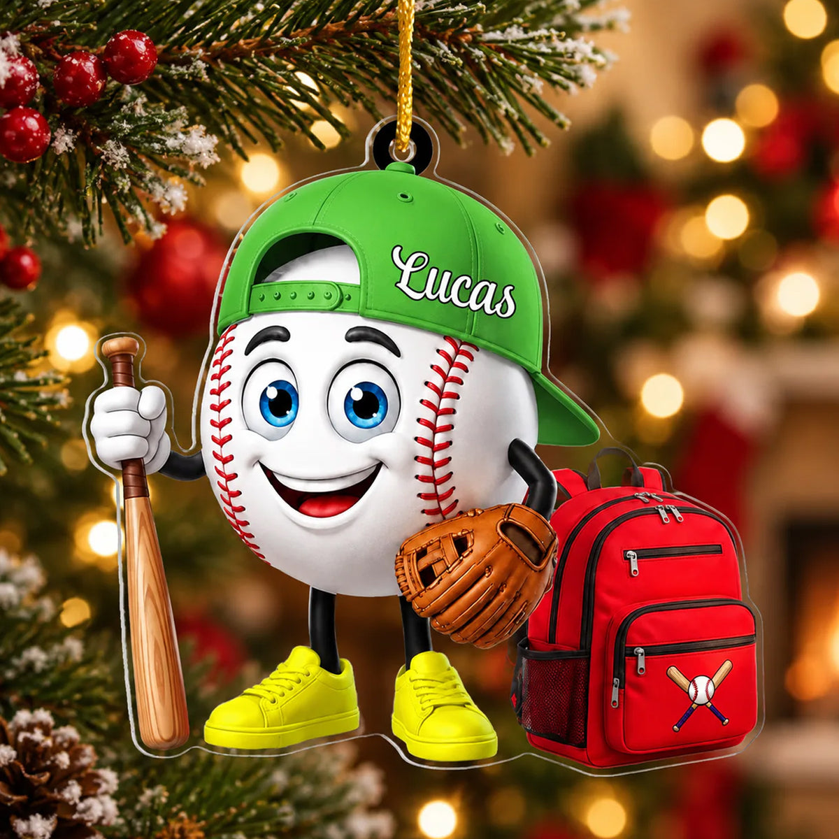 My Happy Place Is Anywhere There’s A Baseball Field - Personalized Acrylic Ornament, Gift For Baseball Lovers, Sport Lovers Gift
