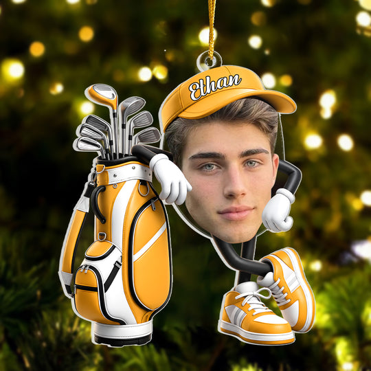 Born To Golf - Personalized Acrylic Ornament, Custom Photo Gift For Golf Lovers, Golfer Keepsake