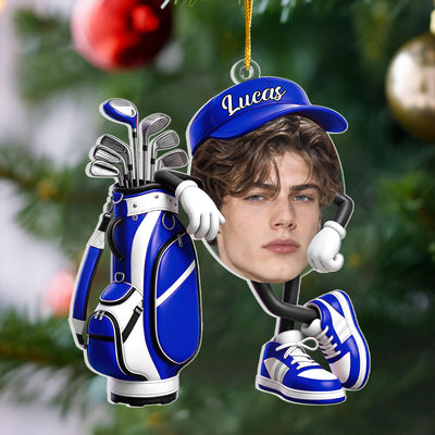 Born To Golf - Personalized Acrylic Ornament, Custom Photo Gift For Golf Lovers, Golfer Keepsake