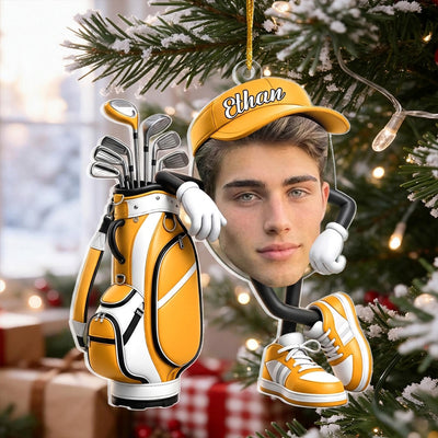 Born To Golf - Personalized Acrylic Ornament, Custom Photo Gift For Golf Lovers, Golfer Keepsake