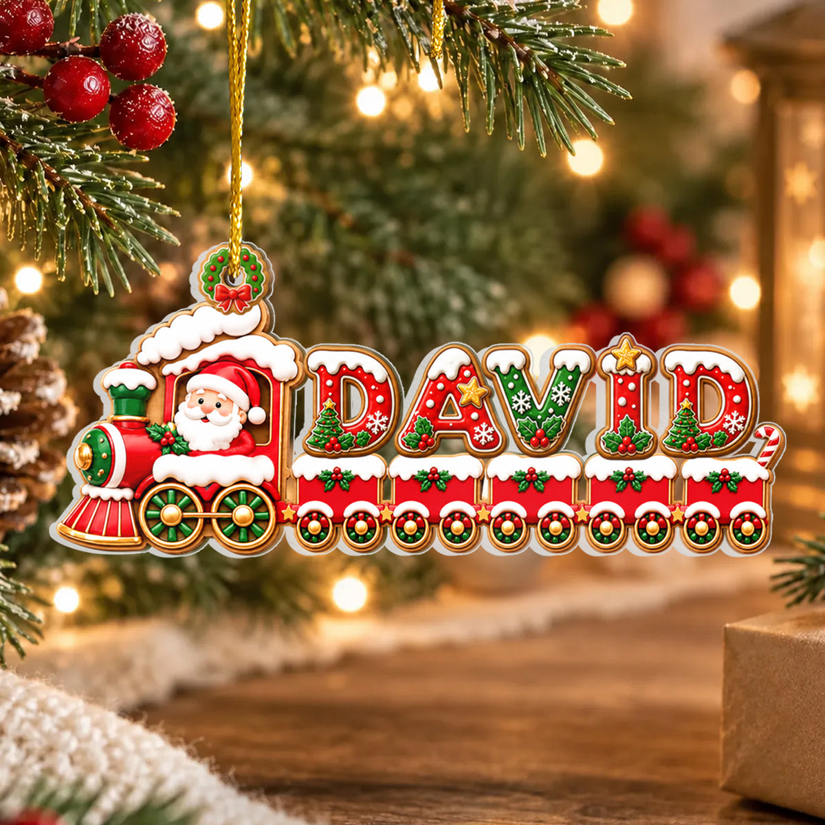 Christmas Train Letters - Personalized Acrylic Ornament, Personalized Kids Name Ornament, Holiday Keepsake Gift for Kids, Xmas Gift for Grandchildren