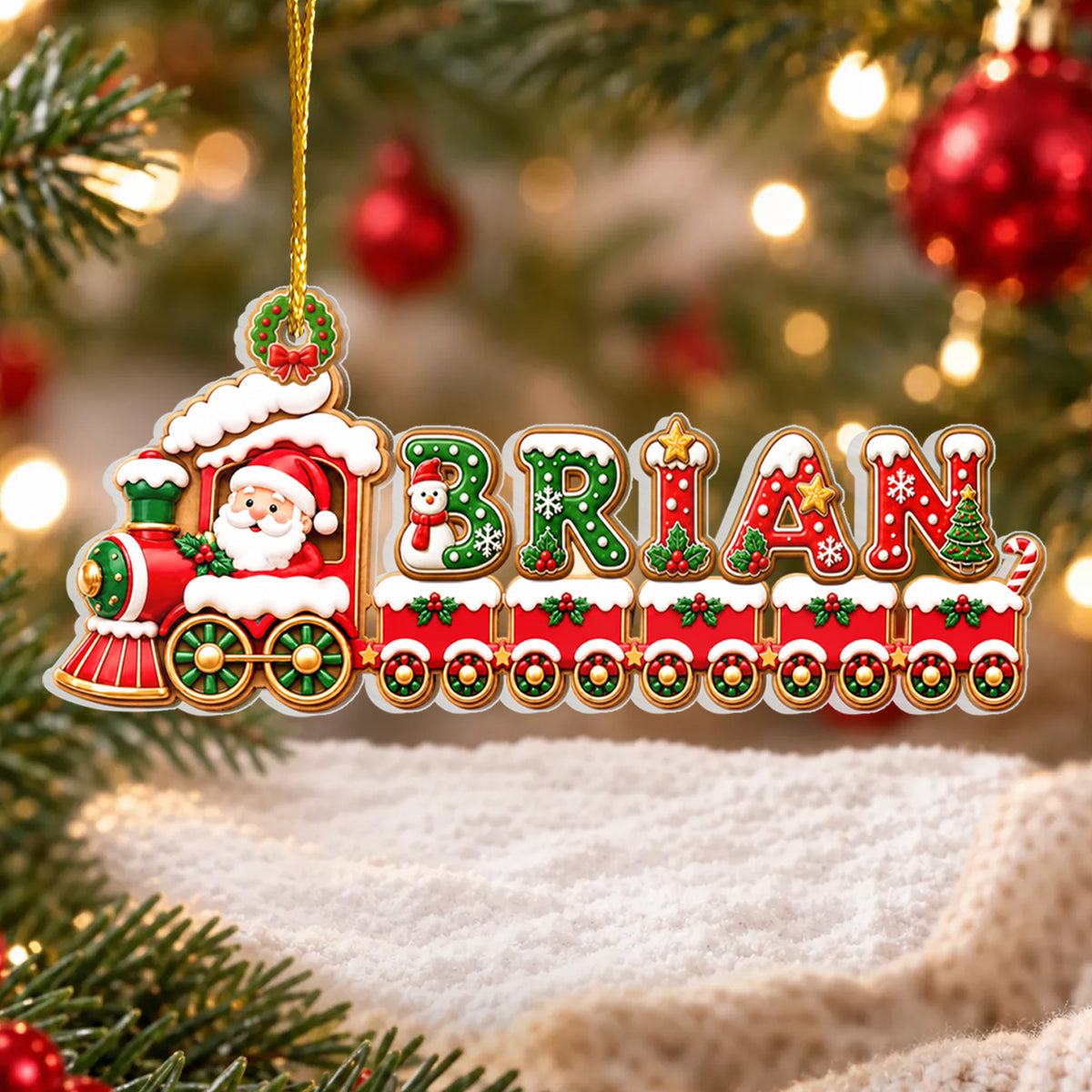 Christmas Train Letters - Personalized Acrylic Ornament, Personalized Kids Name Ornament, Holiday Keepsake Gift for Kids, Xmas Gift for Grandchildren