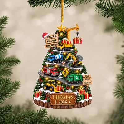 Construction Truck Christmas - Personalized Ornament, Custom Name Kids Vehicle Keepsake, Boy Truck Christmas Gift 2026