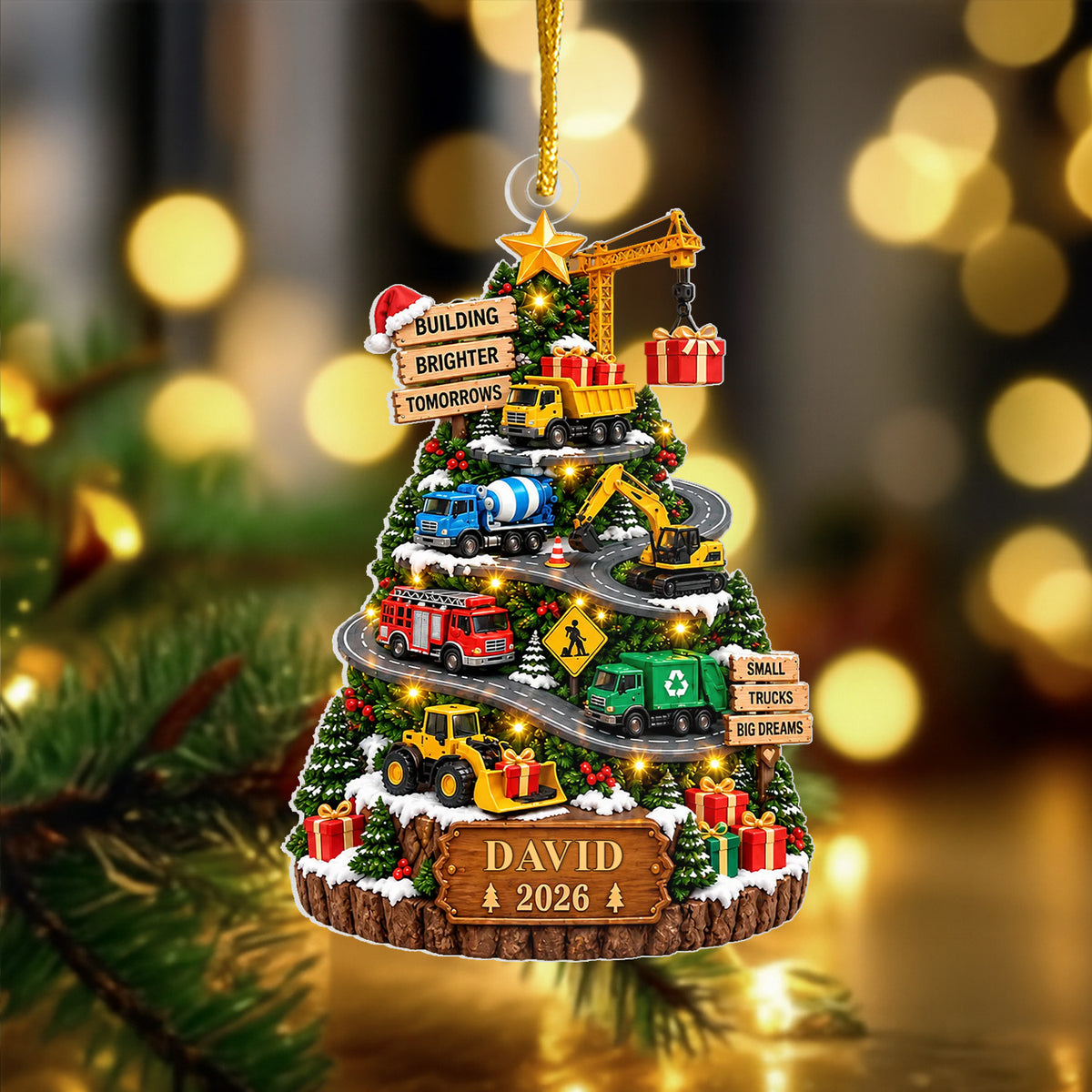Construction Truck Christmas - Personalized Ornament, Custom Name Kids Vehicle Keepsake, Boy Truck Christmas Gift 2026