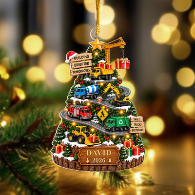Construction Truck Christmas - Personalized Ornament, Custom Name Kids Vehicle Keepsake, Boy Truck Christmas Gift 2026