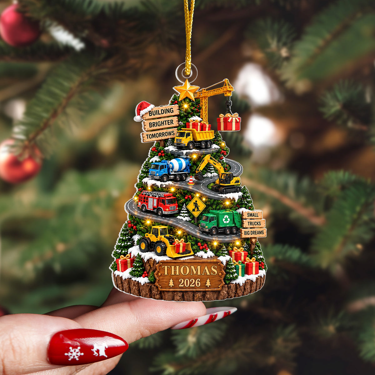 Construction Truck Christmas - Personalized Ornament, Custom Name Kids Vehicle Keepsake, Boy Truck Christmas Gift 2026