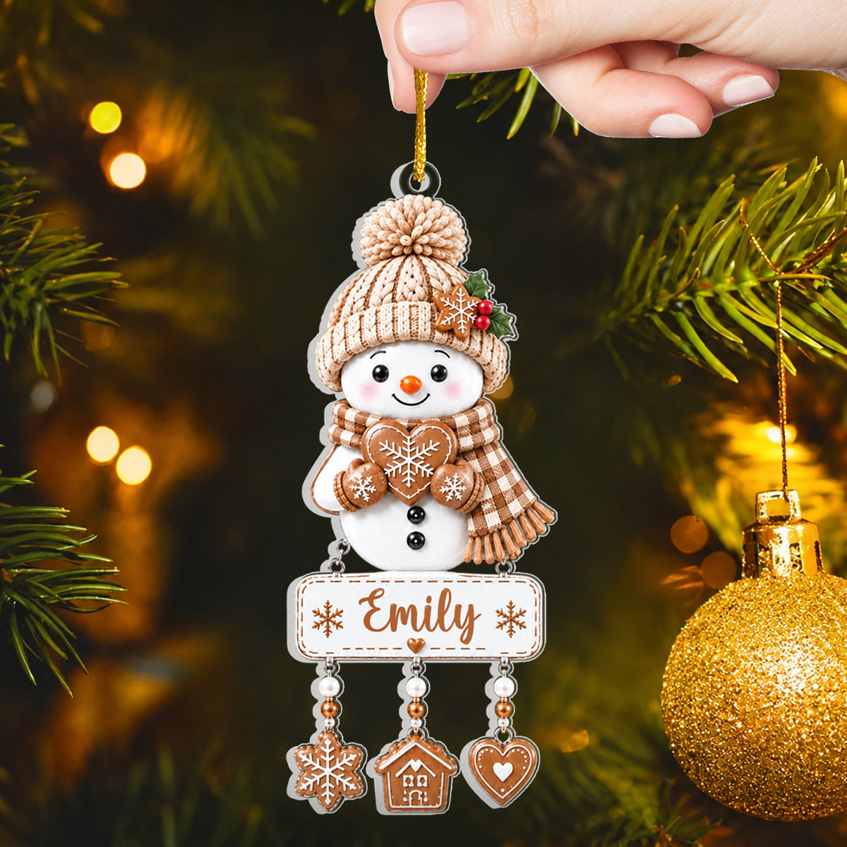 Snowman Christmas -Personalized Acrylic Ornament, Custom Kids Names, Family Member Names, Christmas Gift For Kids, Family