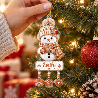 Snowman Christmas -Personalized Acrylic Ornament, Custom Kids Names, Family Member Names, Christmas Gift For Kids, Family