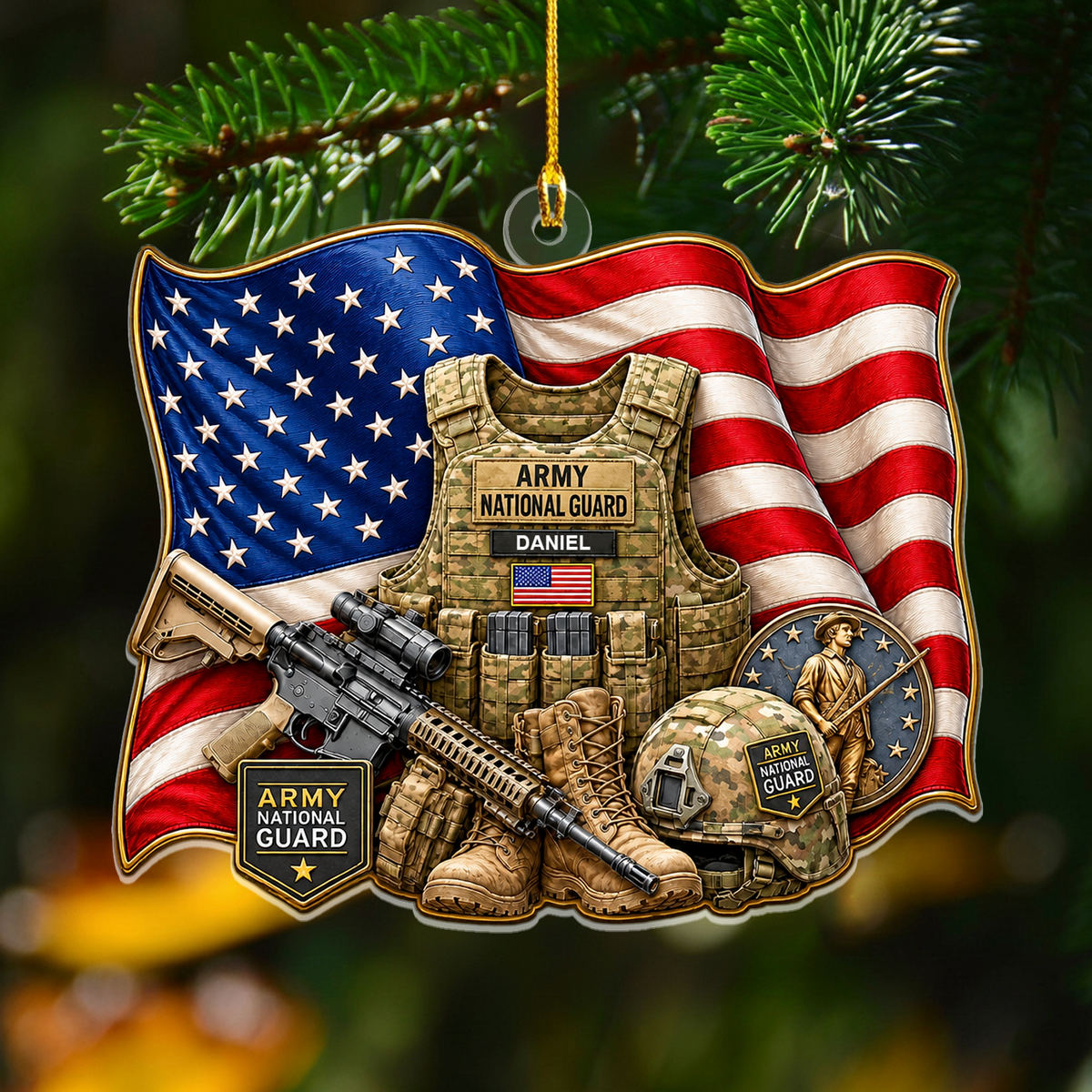 Army National Guard- Personalized Acrylic Ornament, Military Christmas Ornament, National Guard Soldier Gift, Veteran Keepsake