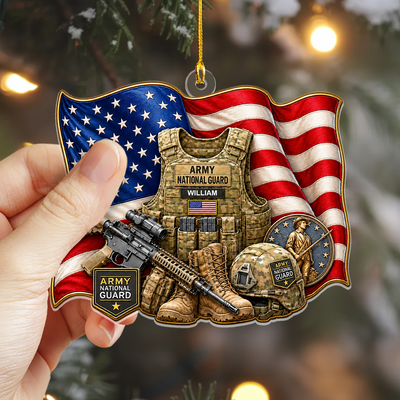 Army National Guard- Personalized Acrylic Ornament, Military Christmas Ornament, National Guard Soldier Gift, Veteran Keepsake