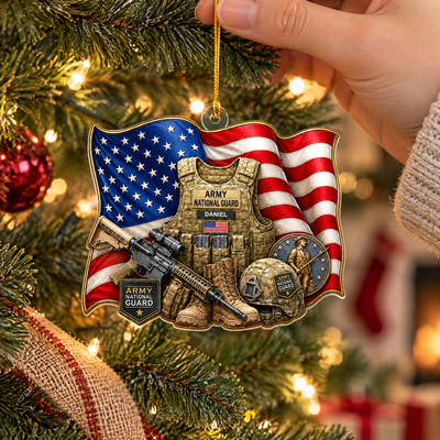 Army National Guard- Personalized Acrylic Ornament, Military Christmas Ornament, National Guard Soldier Gift, Veteran Keepsake