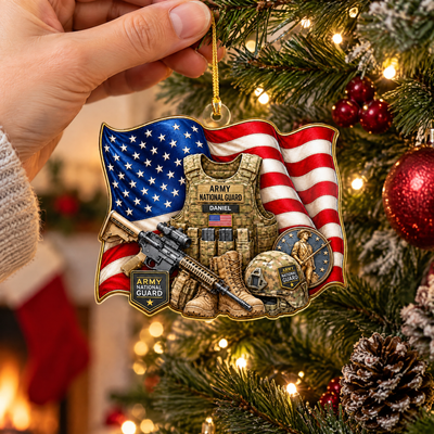 Army National Guard- Personalized Acrylic Ornament, Military Christmas Ornament, National Guard Soldier Gift, Veteran Keepsake
