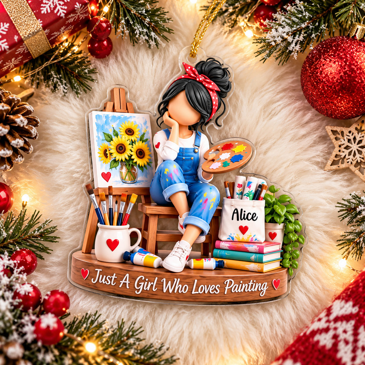 Painting Is My Happy - Personalized Acrylic Ornament, Gift For Painting Lovers