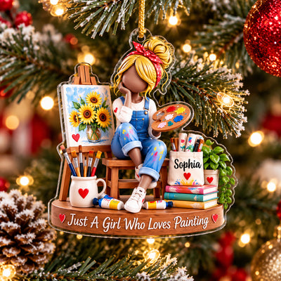 Painting Is My Happy - Personalized Acrylic Ornament, Gift For Painting Lovers
