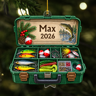 Tackle Box Faux 3D - Personalized Acrylic Ornament, Gift for Fishing Lovers