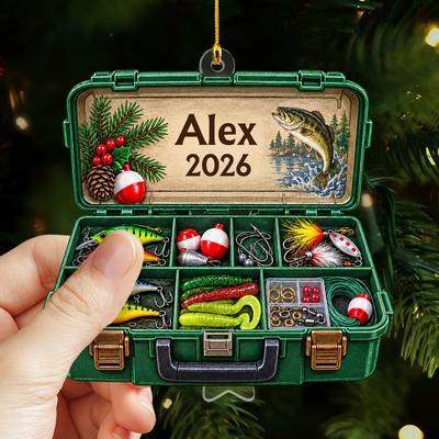 Tackle Box Faux 3D - Personalized Acrylic Ornament, Gift for Fishing Lovers