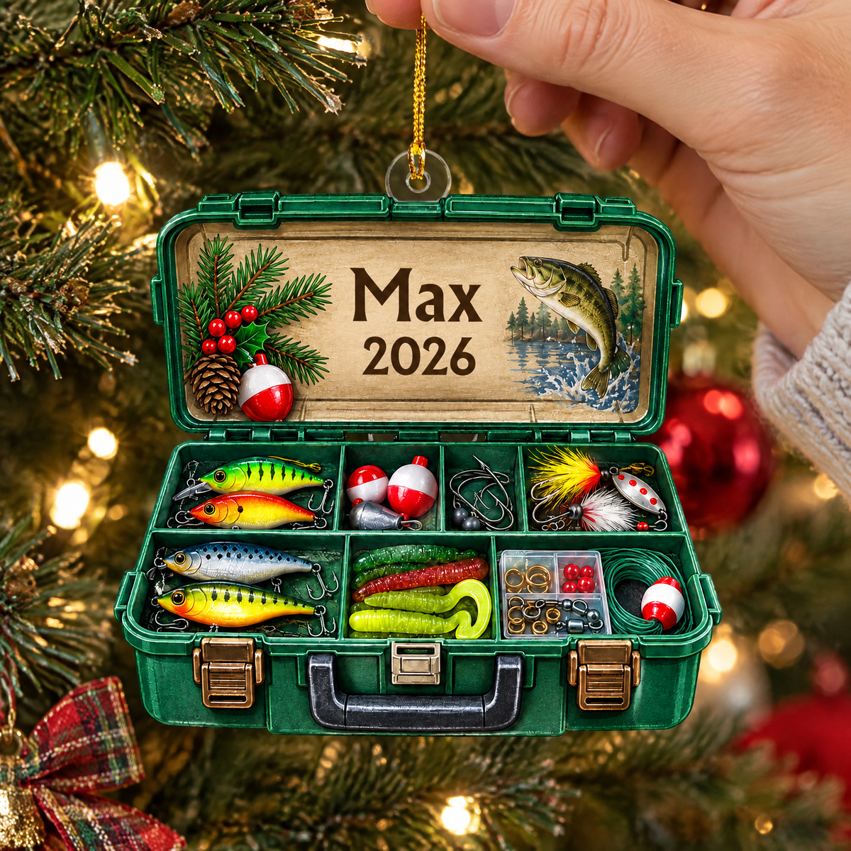 Tackle Box Faux 3D - Personalized Acrylic Ornament, Gift for Fishing Lovers