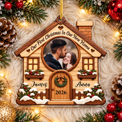 Carved Wood House Silhouette New Home - Personalized Acrylic Ornament
