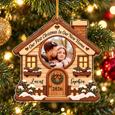 Carved Wood House Silhouette New Home - Personalized Acrylic Ornament