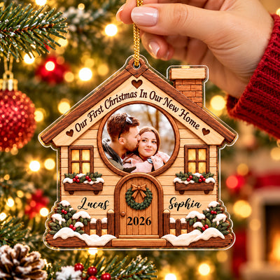 Carved Wood House Silhouette New Home - Personalized Acrylic Ornament