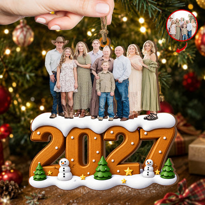 Memories We’ll Treasure Forever - Personalized  Wooden Ornament, Custom Year Numbers Family Photo Christmas Ornament