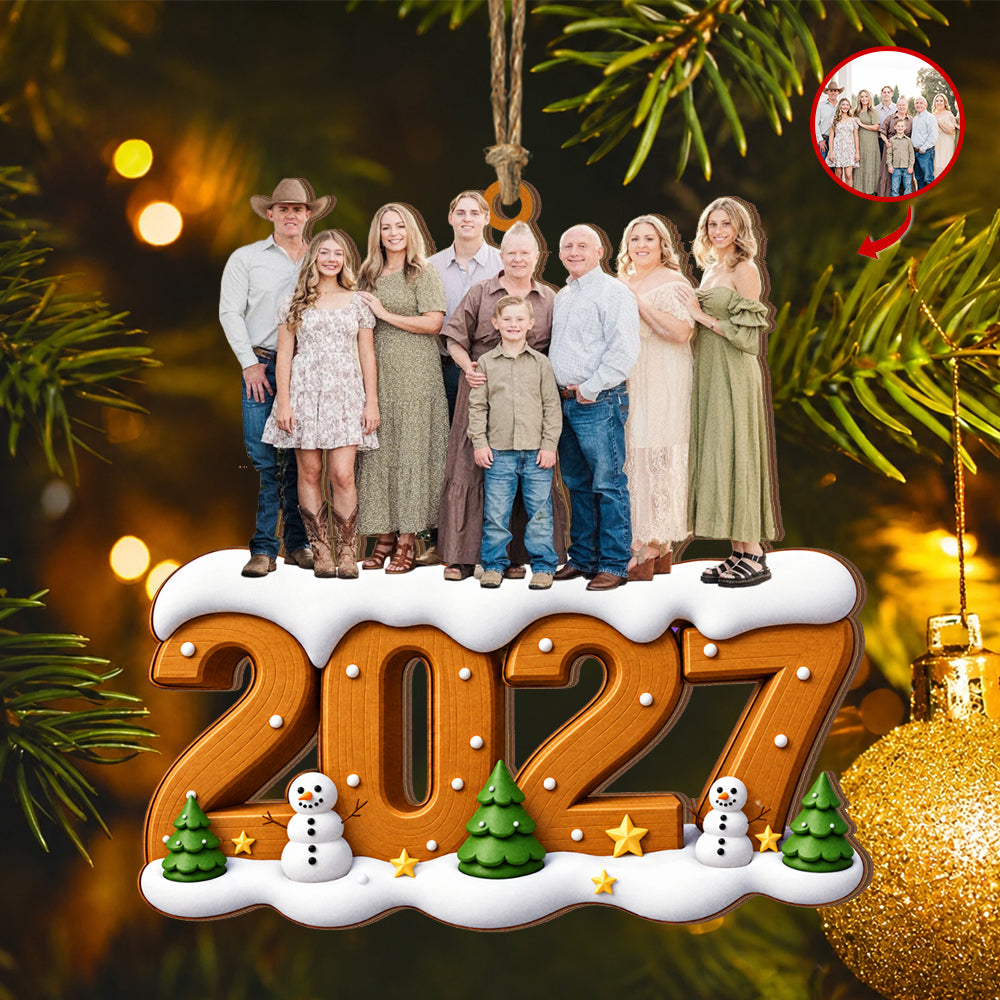 Memories We’ll Treasure Forever - Personalized  Wooden Ornament, Custom Year Numbers Family Photo Christmas Ornament