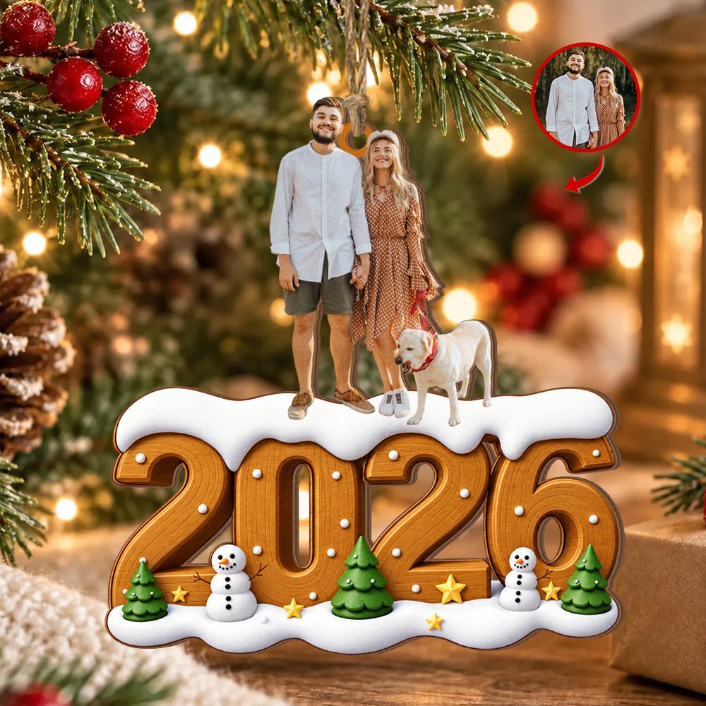 Memories We’ll Treasure Forever - Personalized  Wooden Ornament, Custom Year Numbers Family Photo Christmas Ornament