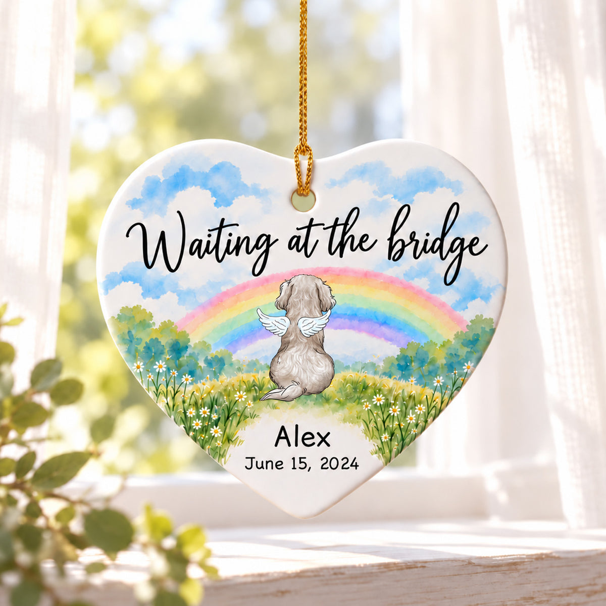 Rainbow Bridge - Personalized Ceramic Ornament, Pet Memory Gift